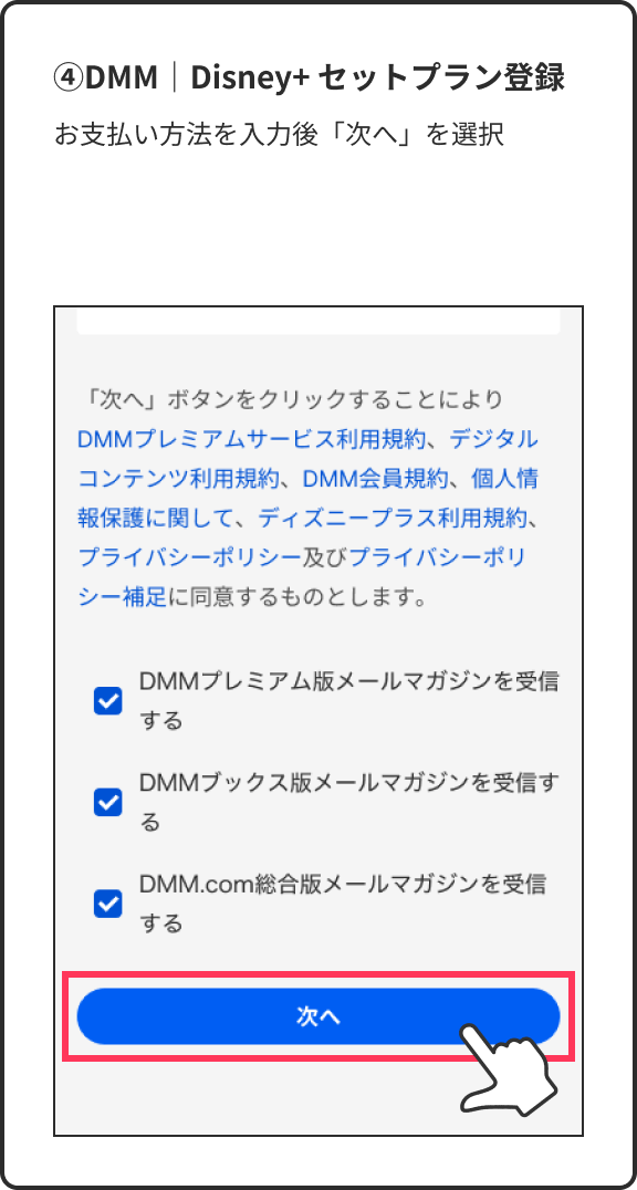 ④DMM｜Disney+ セットプラン登録